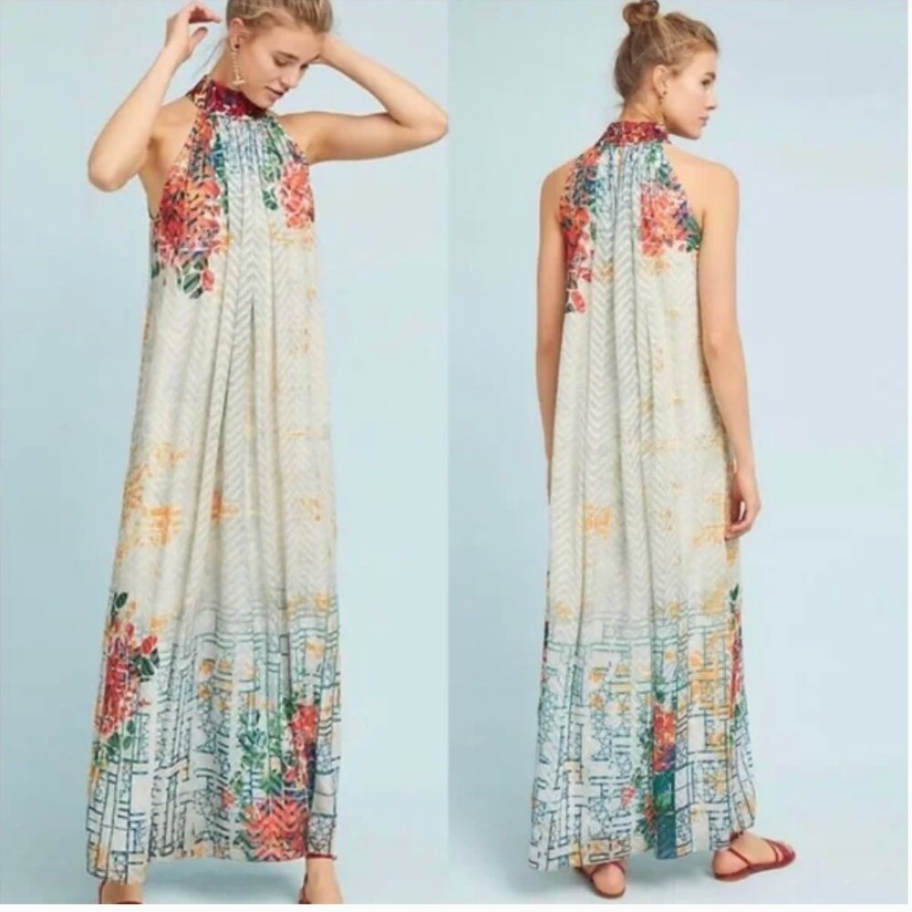 Anthropologie BHANUNI by Jyoti Marilla Maxi Halter Medium Petite Multicolor